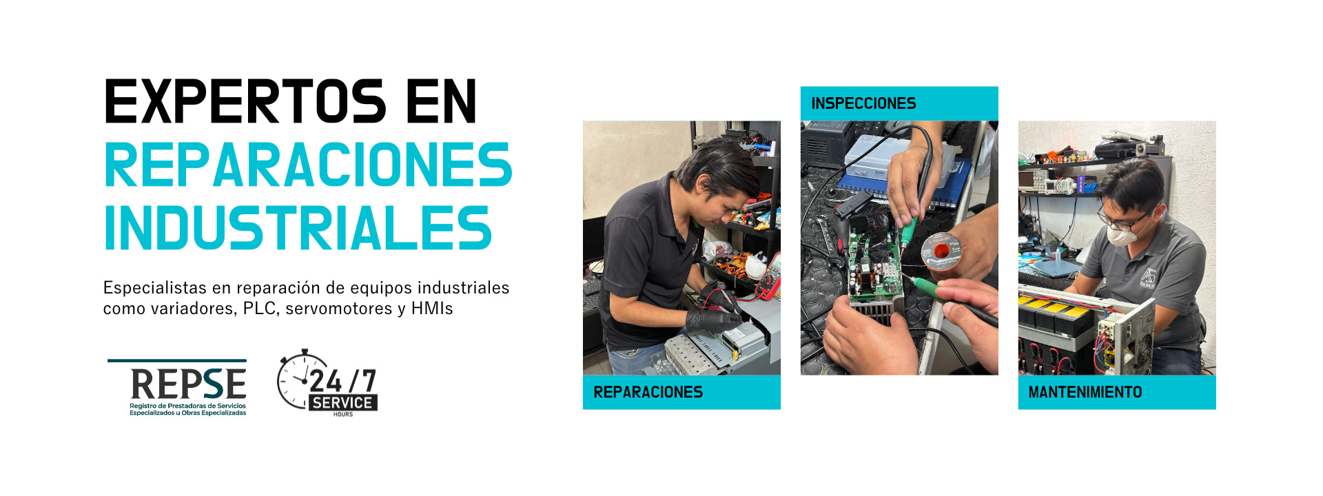 Expertos en reparaciones industriales de equipos como variadores, PLC, servomotores y HMIs. Servicio especializado con inspecciones, mantenimiento y reparaciones certificadas por REPSE. Atención 24/7 para garantizar el funcionamiento óptimo de sistemas industriales
